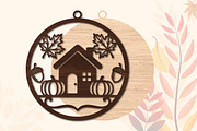 Autumn Cottage Laser Cut SVG, an Object Graphic by DreamPrint404 (Thumbnail 3 of 3)