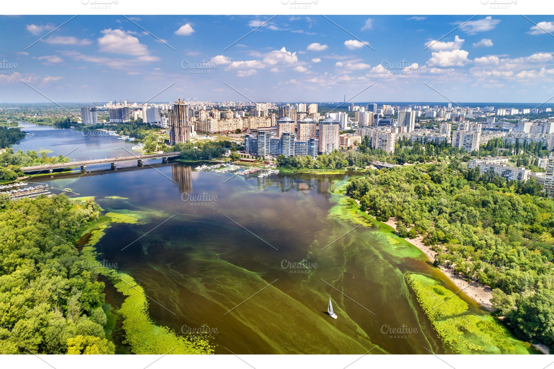 Aerial view of the dnieper river in kyiv ukraine stock photo containing kiev, a Nature Photo by Leonid Andronov