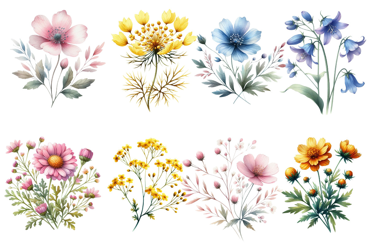 Dreamy Wildflowers Clipart, an Illustration by Designworld (Photo 2 of 5)