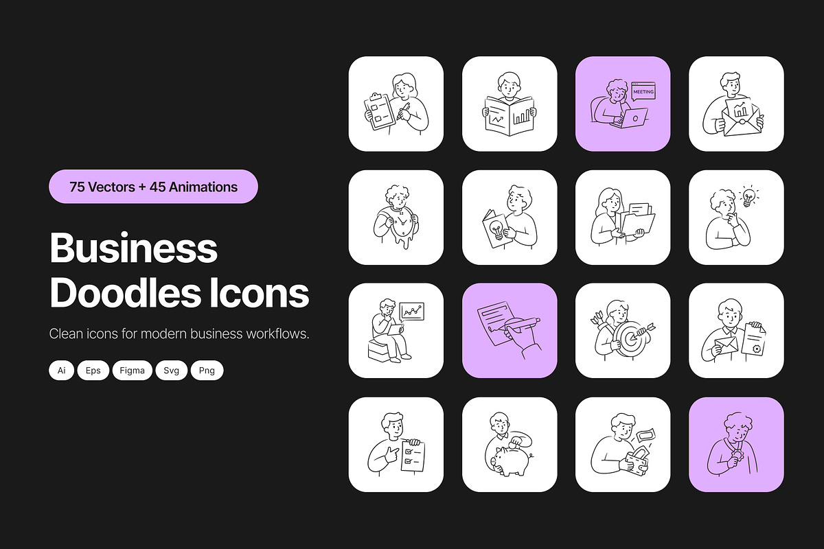 120 Business Doodles Bundle, an Outline Icon by Vectors Market (Photo 1 of 11)