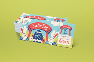 Blue Modern Easter Egg Ticket