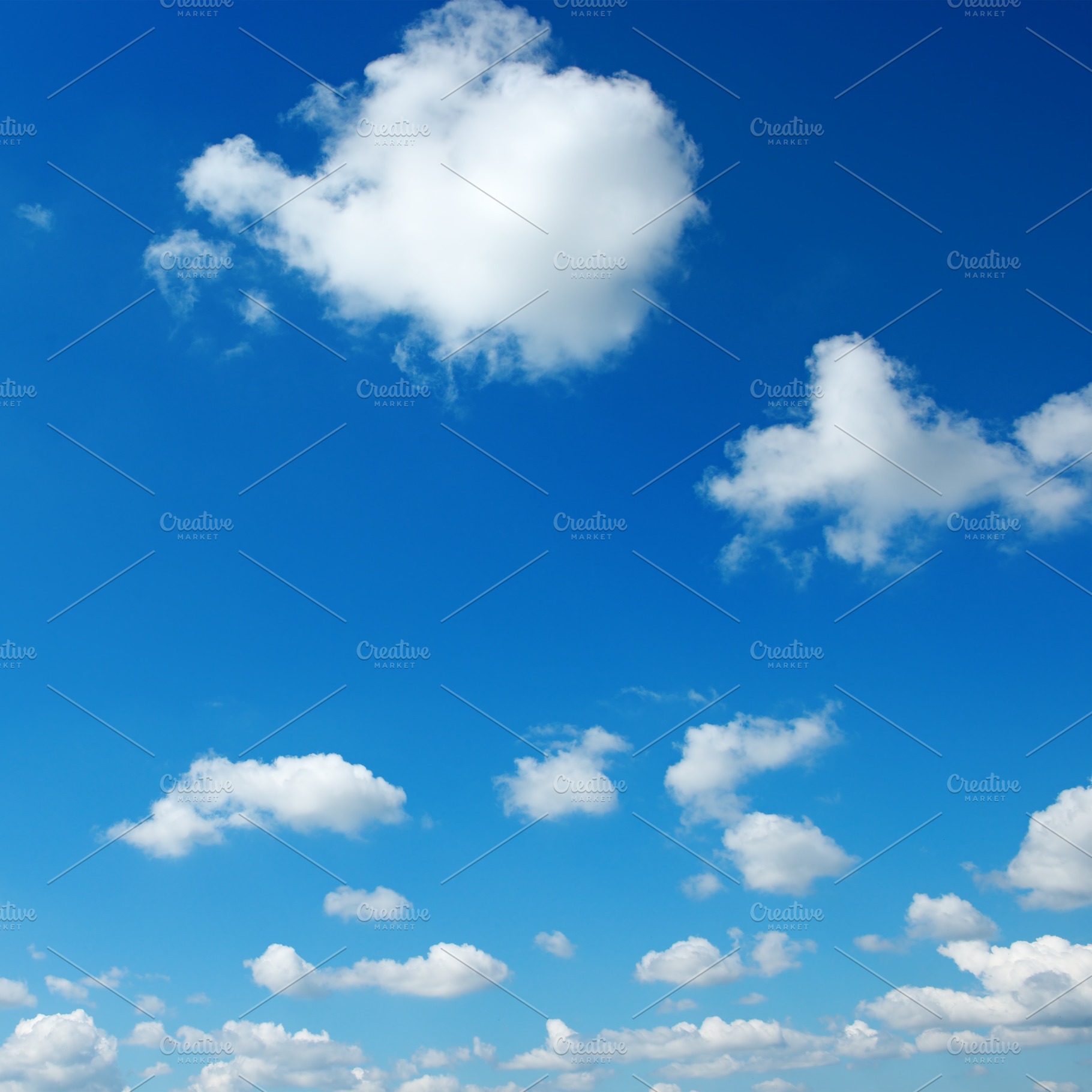 Bright blue sky with white clouds., a Photo by Serg64