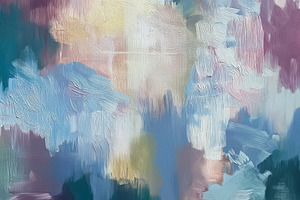 Abstract oil painting featuring expressive brushstrokes and a mu, a Decorative Illustration by Studio ANNA