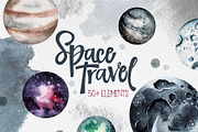 Space Travel - watercolor collection, a Texture Illustration by Alina Sh (Thumbnail 1 of 11)