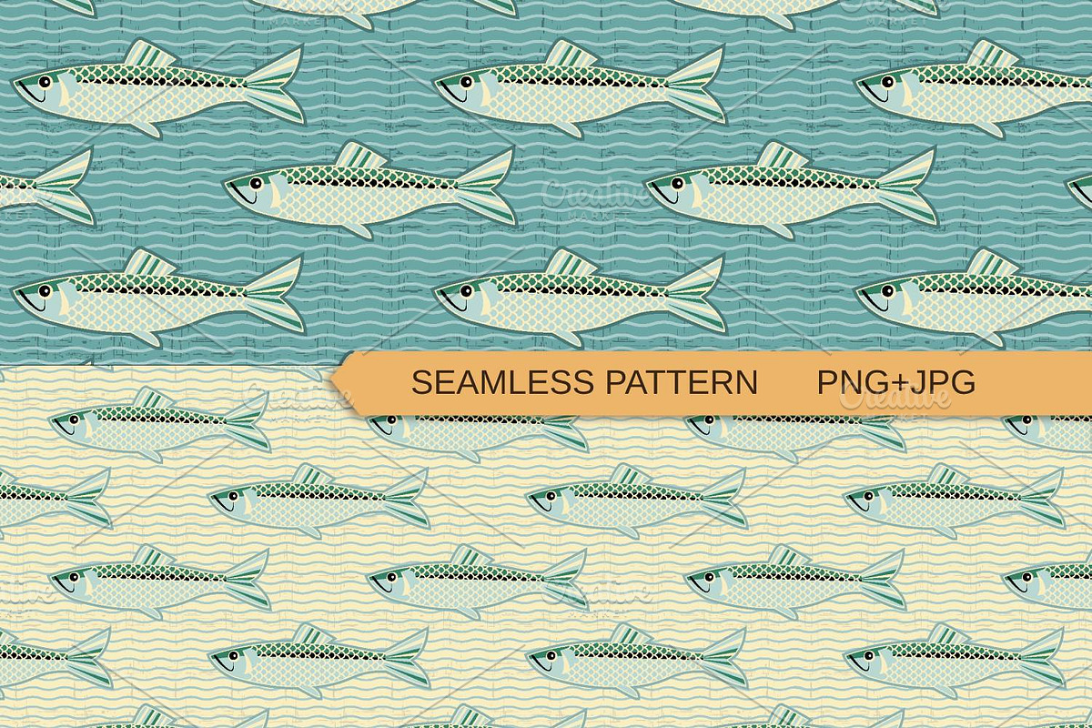 Fish Seamless Pattern Hearing paper, an Illustration by TanchaArt (Photo 1 of 3)
