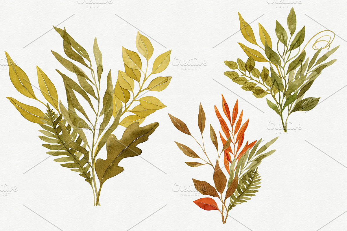 Watercolor Autumn Leaves Bundle, an Illustration by Helga Wigandt (Photo 15 of 18)