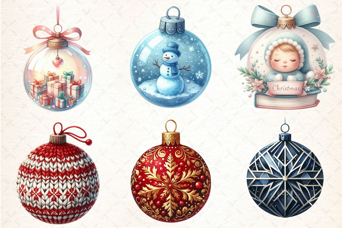 Christmas ,Ornament Clipart, an Illustration by DreamCafeArt (Photo 2 of 7)