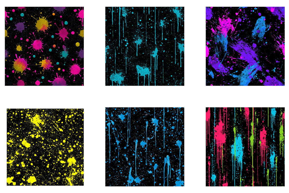 Neon Paint Splatter Digital Paper, a Pattern Graphic by CreationArt (Photo 4 of 5)