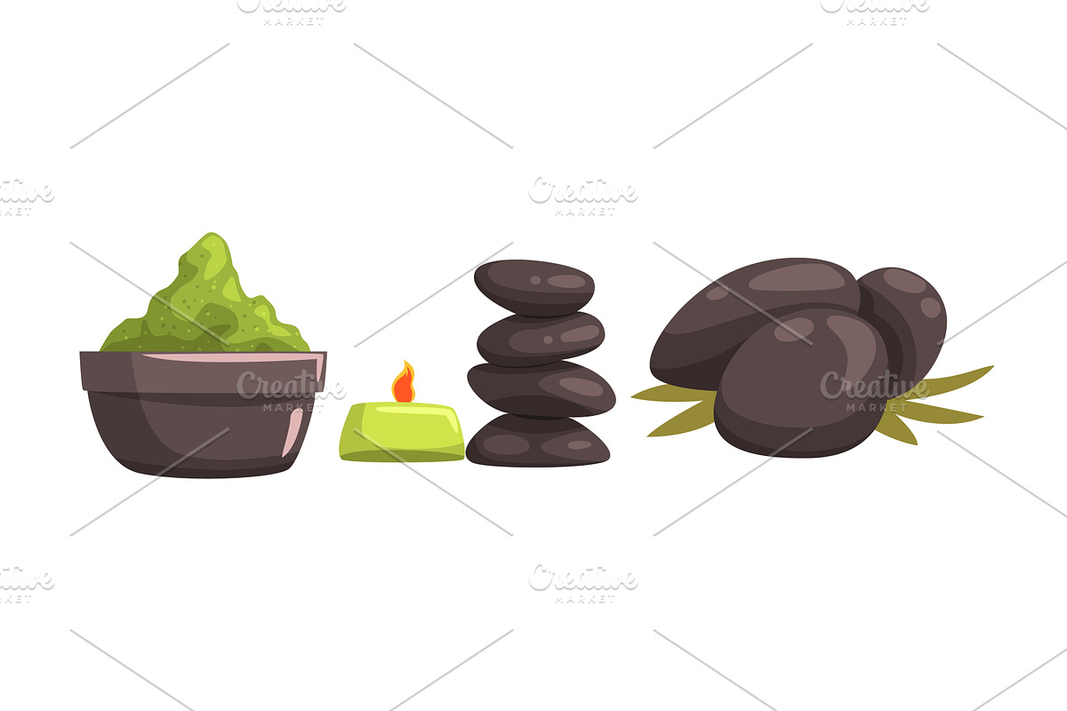 Hot Pebbles and Green Powder in, an Object Illustration by TopVectors