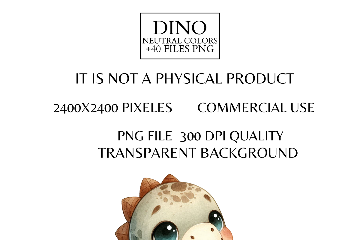 Watercolor Baby Dinosaur Clipart PNG, an Animal Illustration by VM PARTYS  BY TAIRUMA (Photo 3 of 8)