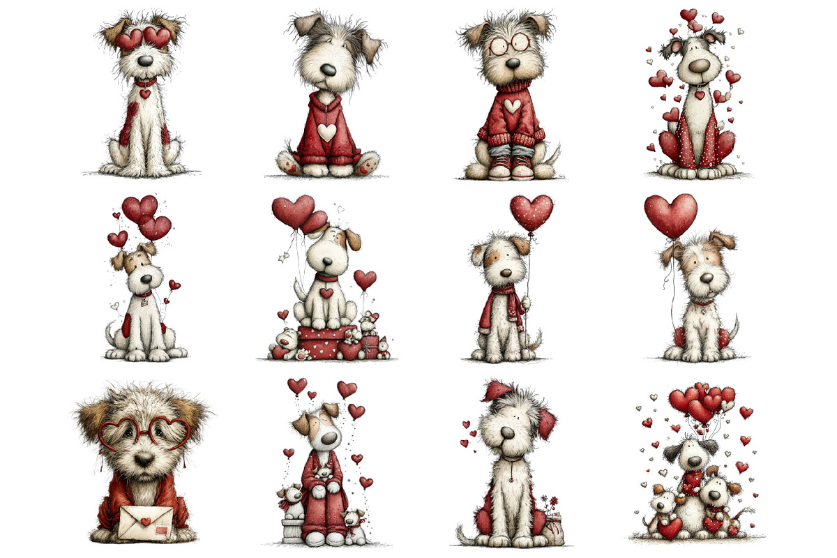 Quirky Valentines Dogs Clipart, a Graphic by CitraGraphics (Photo 3 of 5)