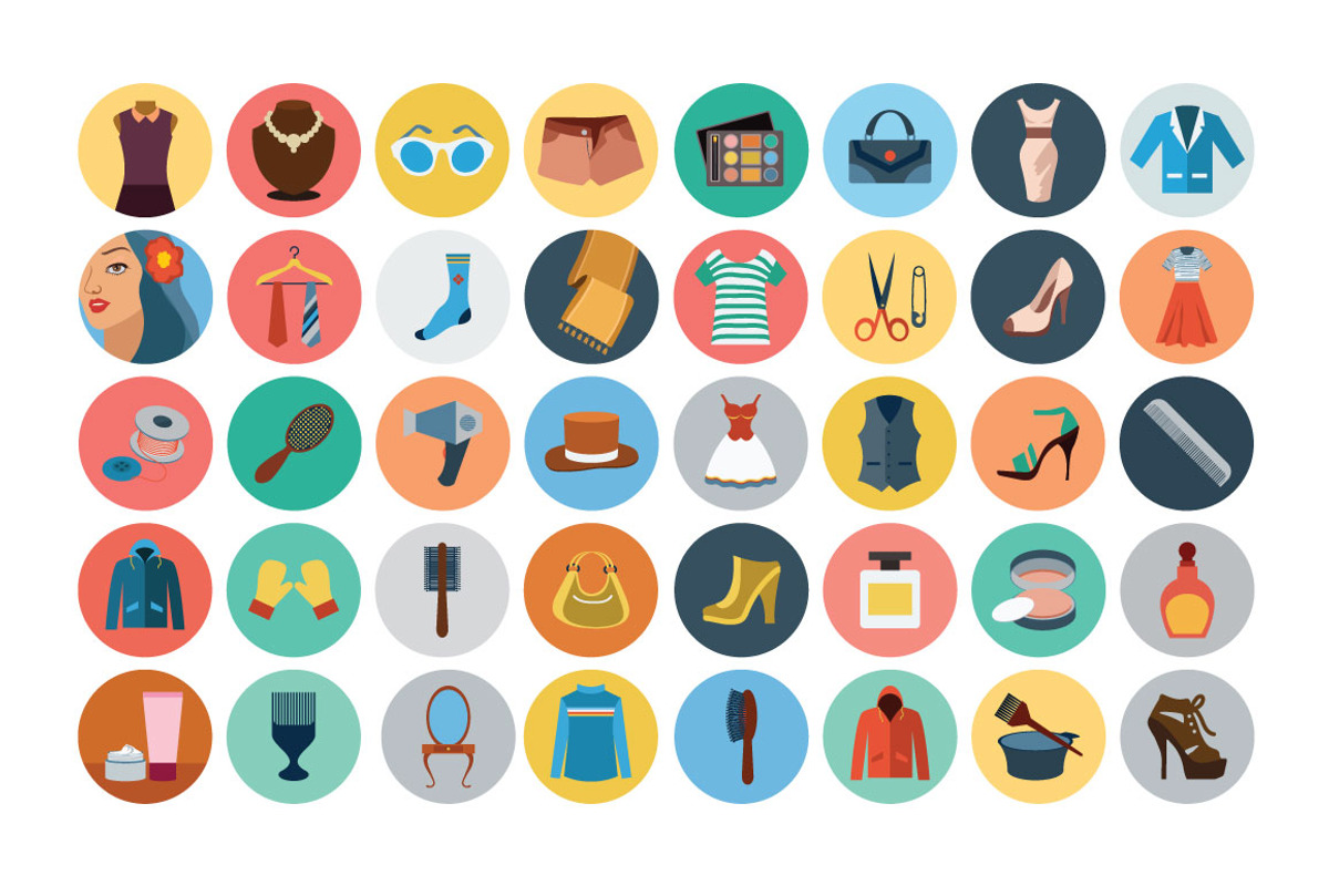 100+ Fashion Flat Icons preview 3