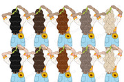 Sunshine Girls Clipart, a Person Illustration by GlamArtZhanna (Thumbnail 2 of 5)