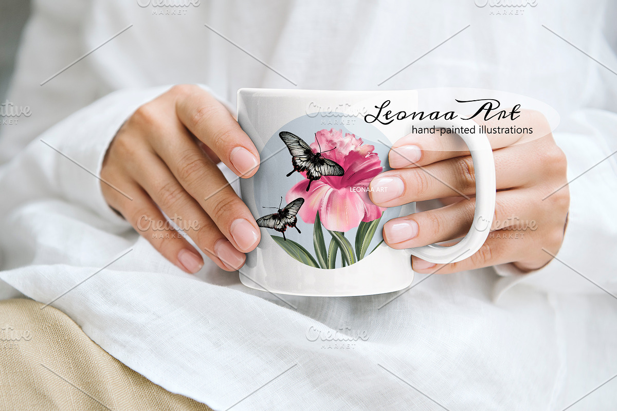 Peonies with Butterflies, an Illustration by Leonaa art (Photo 4 of 10)