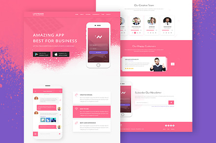 Lifetrakr App Landing Page Template, an App Template by Themefisher