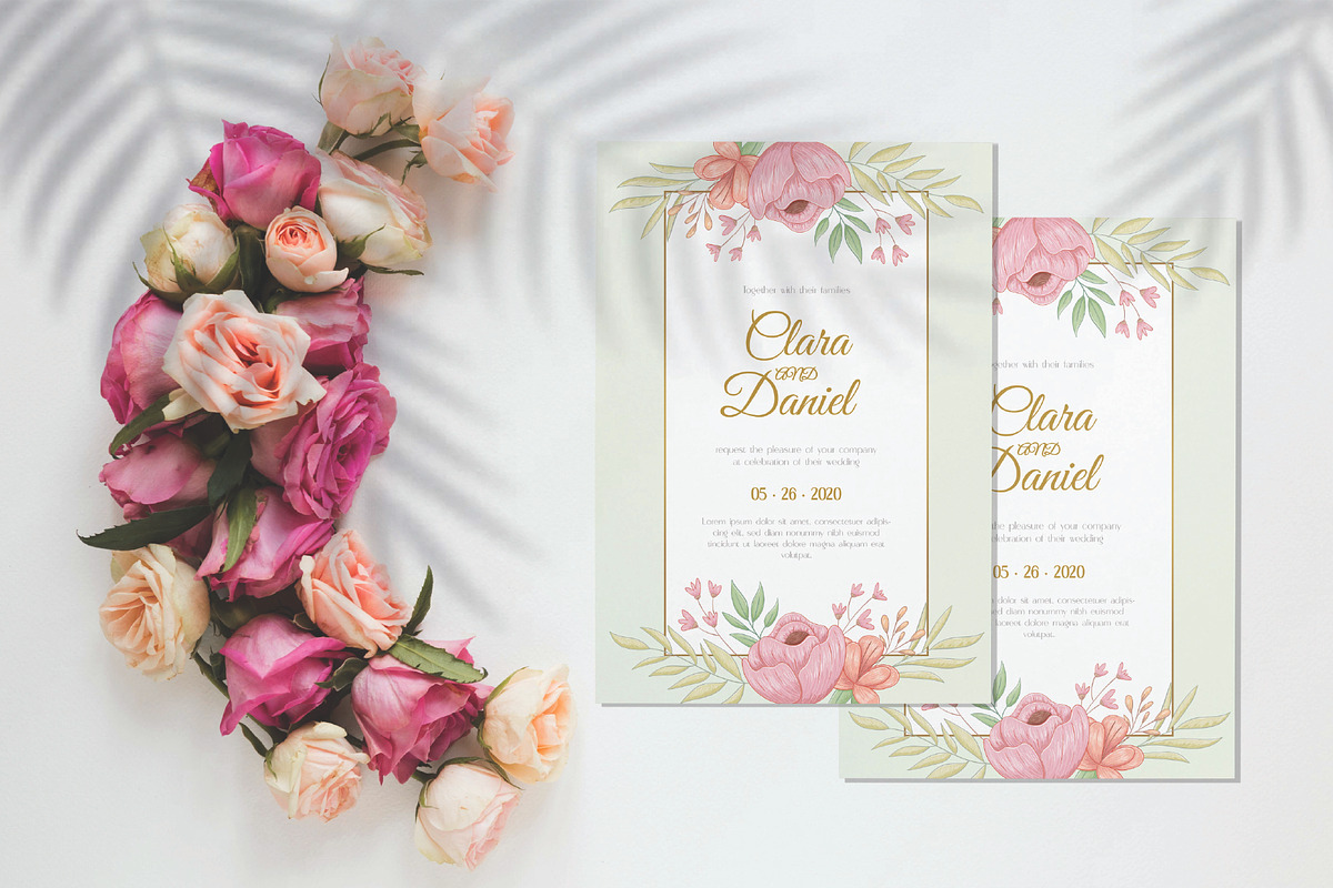 Flowers wedding invitation card, an Invitation Template by Workhu (Photo 2 of 3)