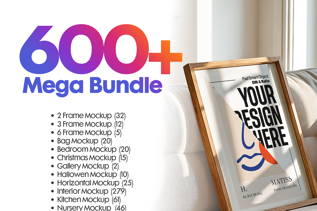 600+ Frame Mockup PSD Bundle Set, a Wearable Device Mockup by MockupShopi (Photo 4 of 23)