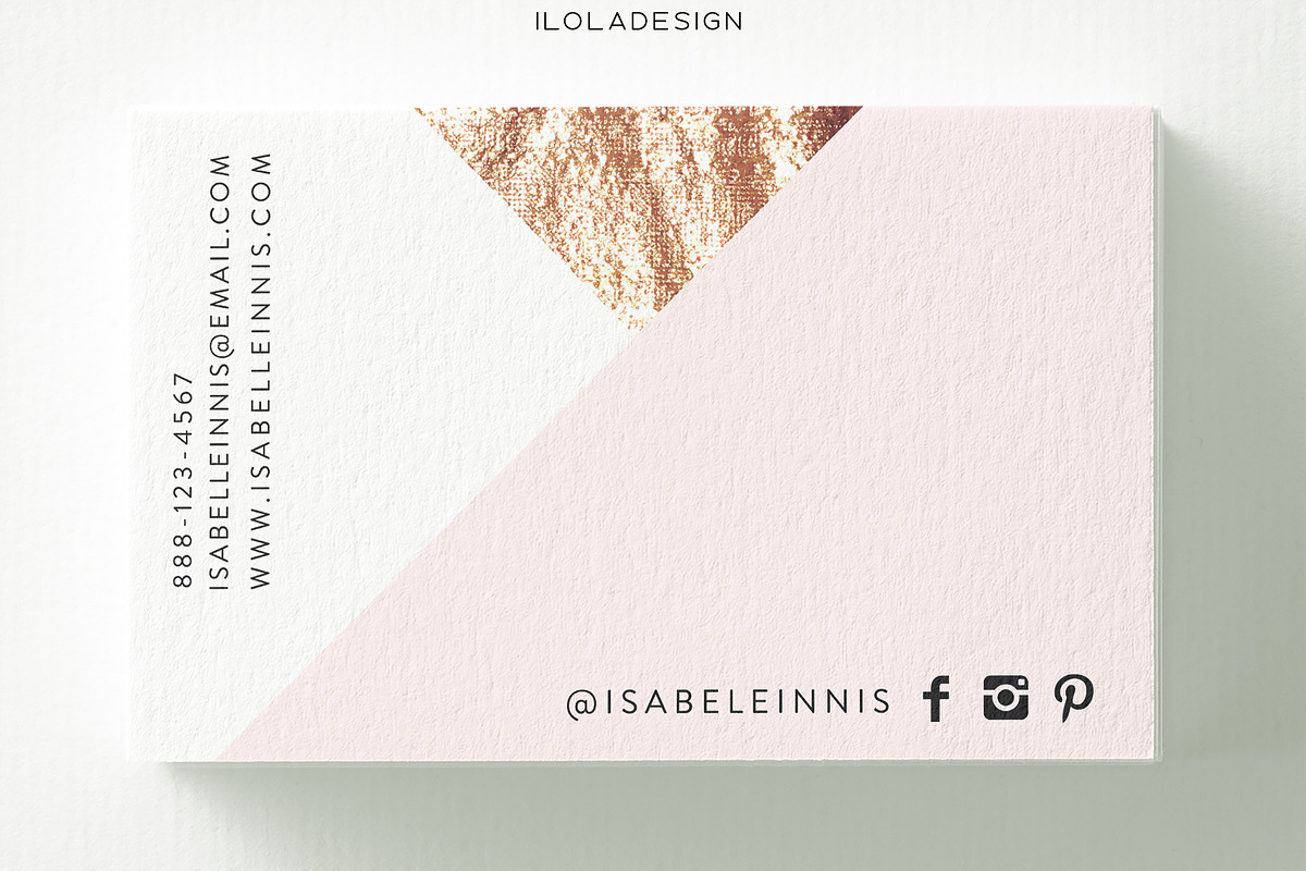Geometric Rose Gold  Business Card, a Business Card Template by iloladesign (Photo 2 of 2)