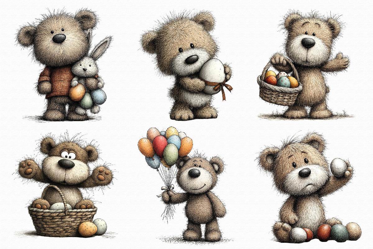 Whimsical Easter Teddy Bear Clipart-, an Illustration by Libby Wishes (Photo 6 of 6)