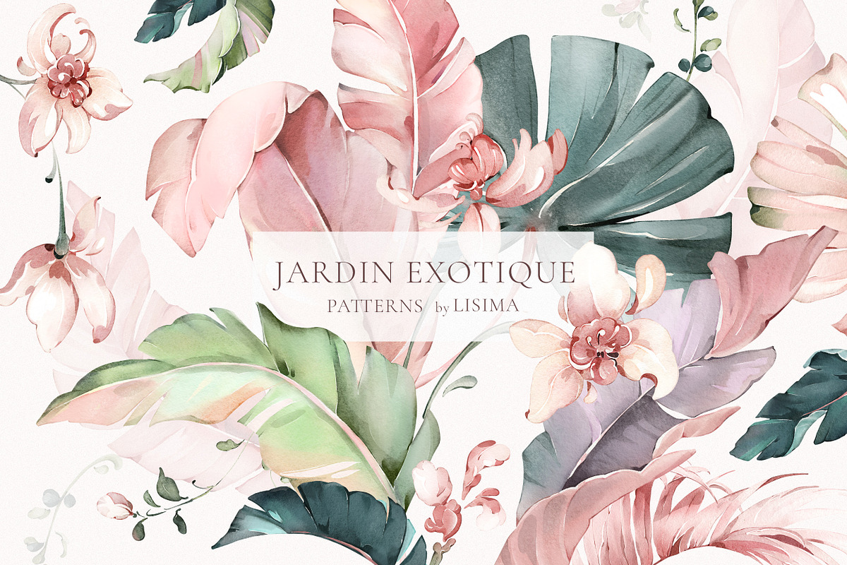 Exotic, Watercolor Tropical Patterns, a Pattern Graphic by Lisima (Photo 1 of 12)