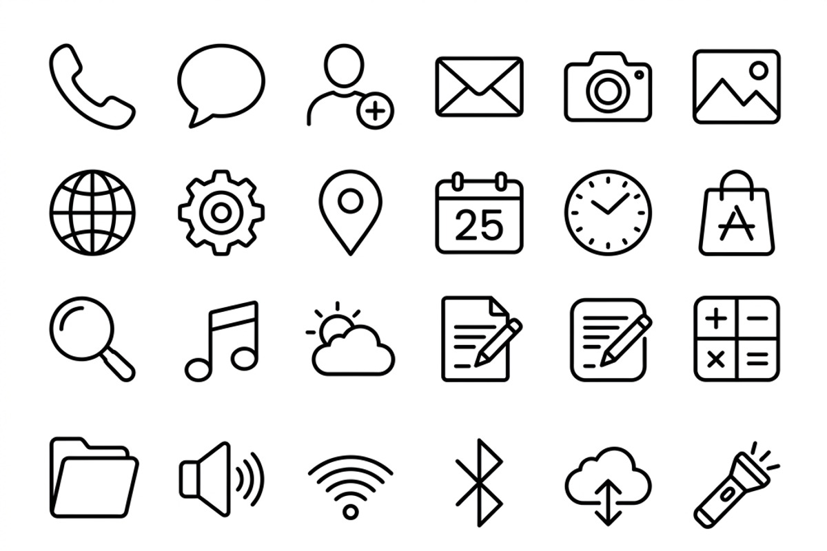 34 Smartphone Essentials Icon Set, an Outline Icon by adenpinkstore (Photo 14 of 15)