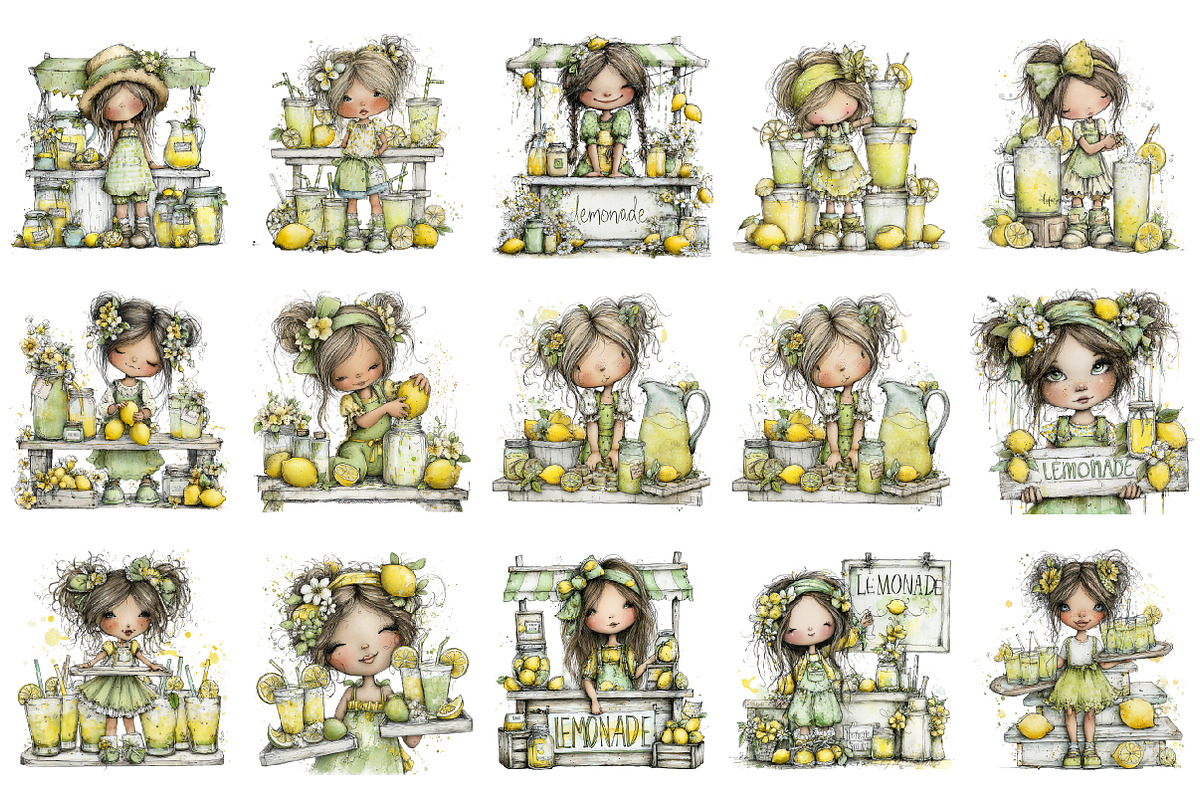 Lemonade Stand Girl Clipart, an Illustration by Design Market (Photo 2 of 4)