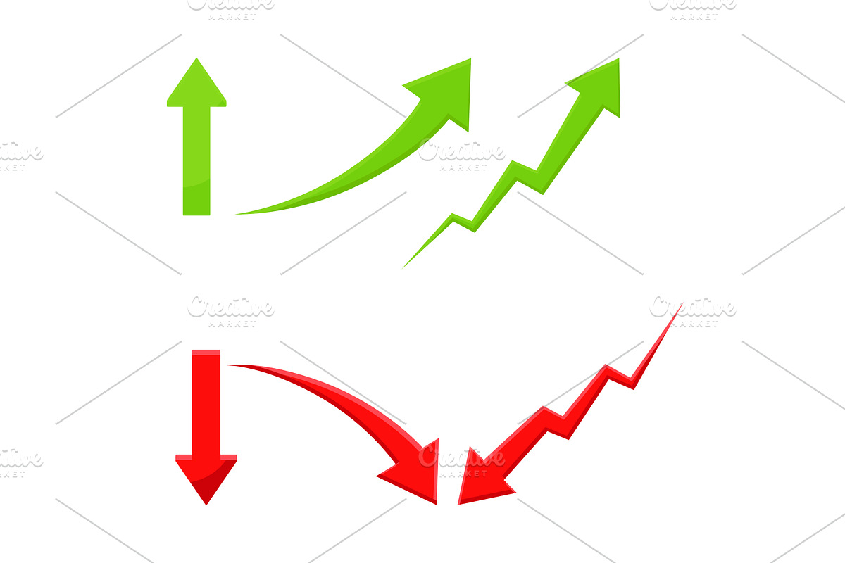 Green and Red Arrow Set Isolated on, an Icon by BabySofja