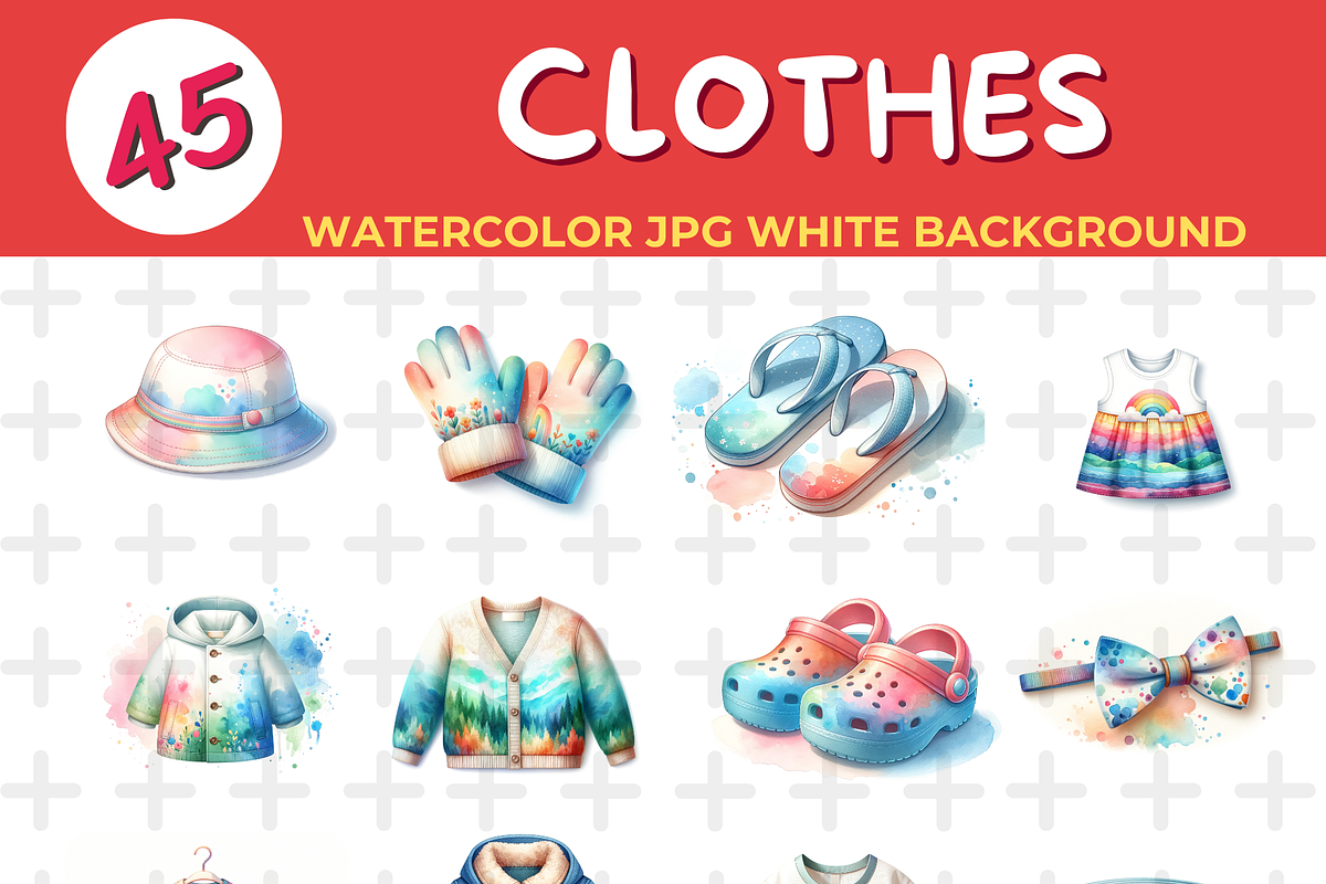 CLOTHES watercolor Jpg Background, an Object Illustration by John_Walker (Photo 2 of 3)