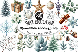 Minimal Winter Holiday Elements, an Illustration by Designking