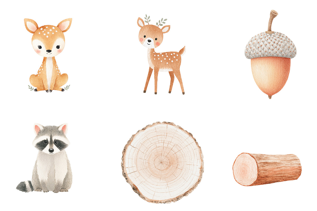 Woodland animals watercolor, an Illustration by CreationArt (Photo 5 of 5)