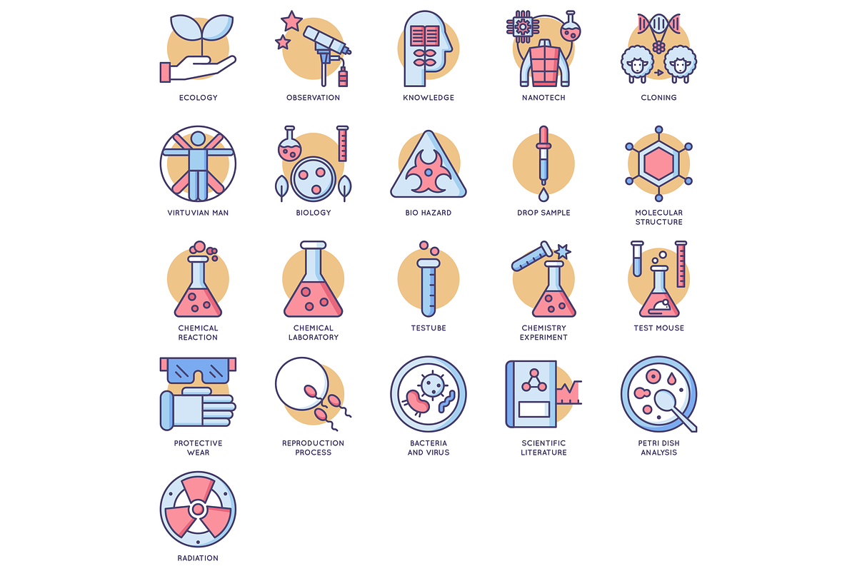 61 Bioengineering Round Icons, an Icon by Flat Icons (Photo 4 of 4)