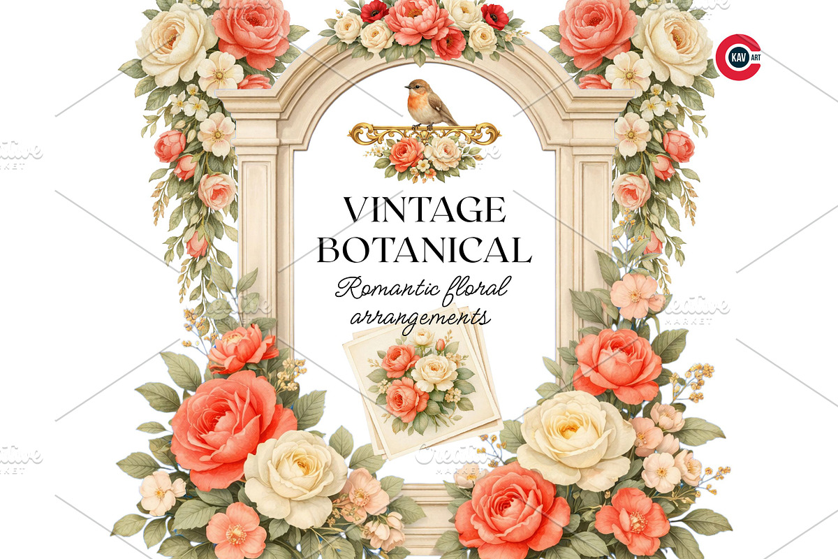 Vintage Botanical Floral Frames, an Object Graphic by C-Kav (Photo 3 of 14)