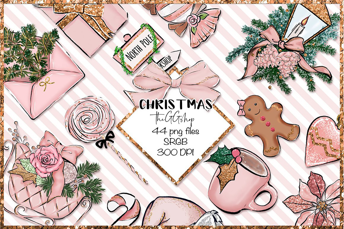 Christmas Clipart Png set, a Decorative Illustration by The GG Shop (Photo 1 of 9)