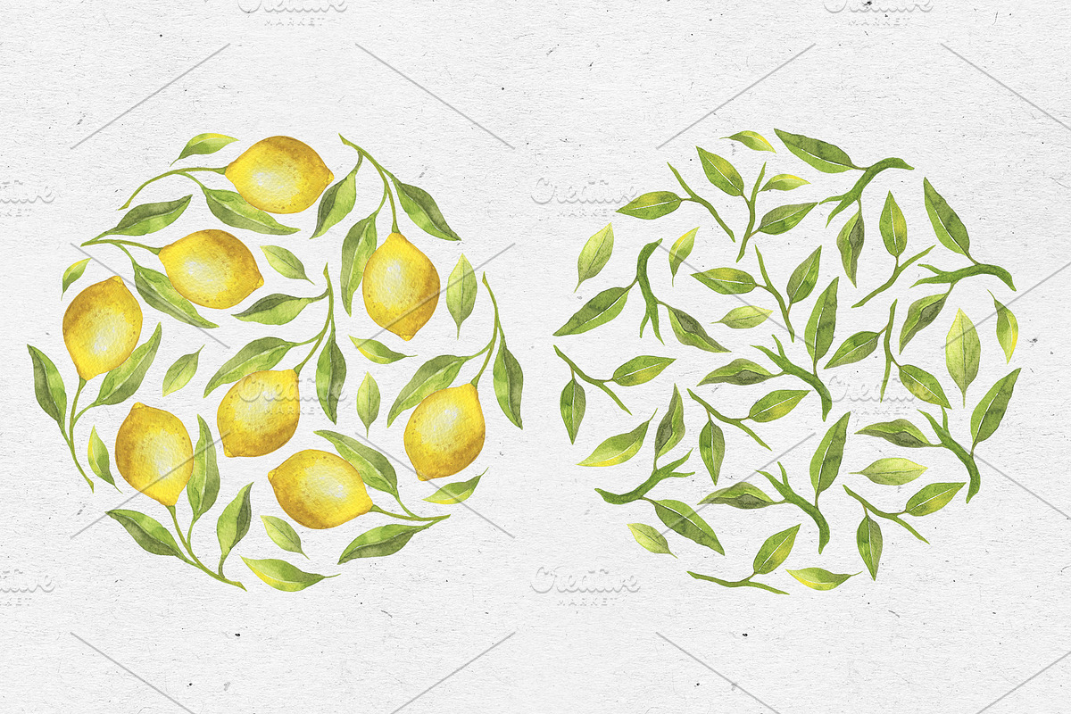 Lovely Lemons. Watercolor collection, a Decorative Illustration by Maria's little shop (Photo 4 of 10)