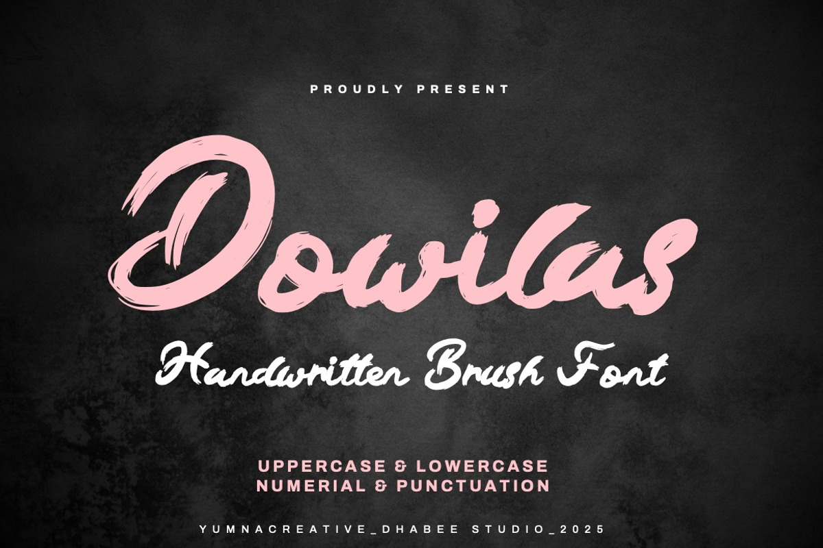 Dowilas - Handwritten Brush Font, a Handwritten Font by Dhabee (Photo 1 of 15)