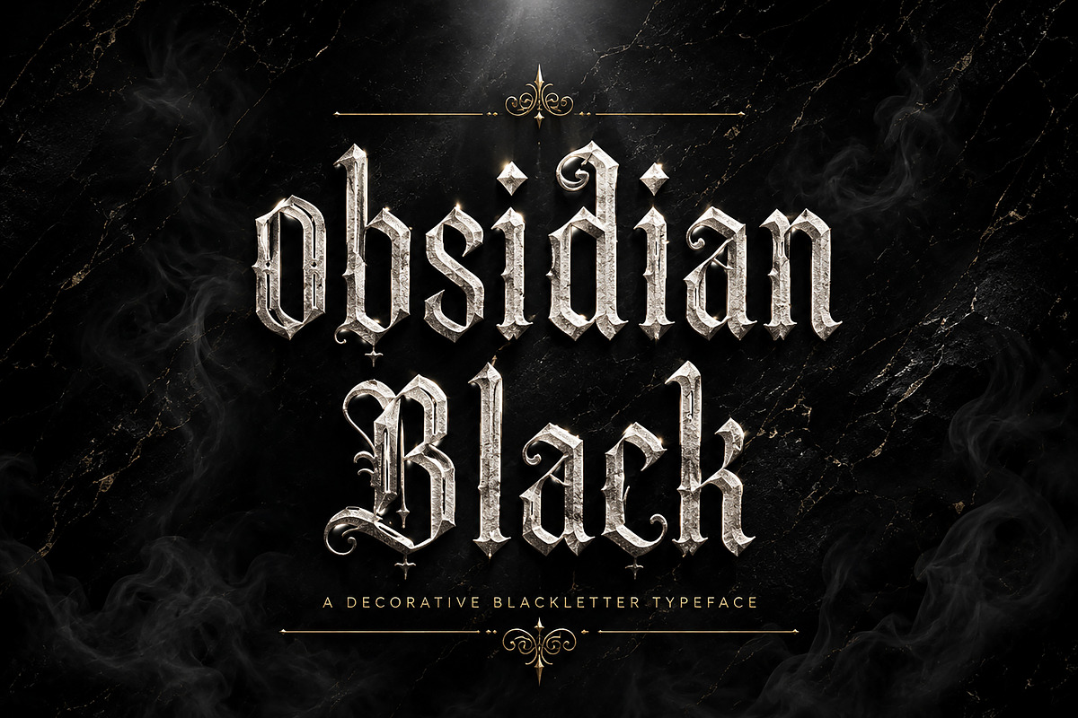 Obsidian Black – Blackletter, a Blackletter Font by Wow Magic (Photo 1 of 4)