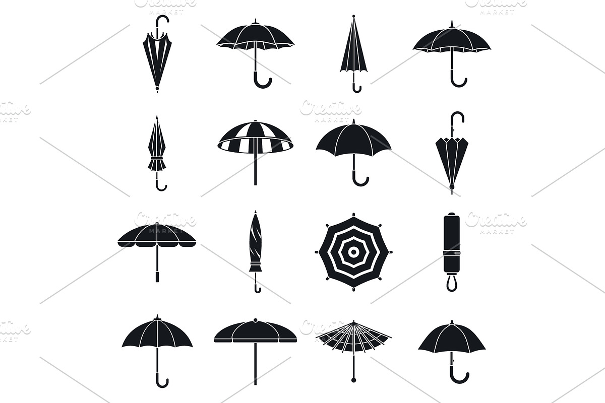 Umbrella accessory icons set, simple, an Object Illustration by Ylivdesign