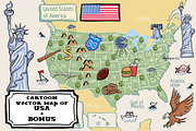 Cartoon map of USA + bonus pattern, an Animal Illustration by Nata Savina Art (Thumbnail 1 of 2)