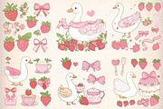 Strawberry Coquette Goose Clipart, an Illustration by Digital Artistic99 (Thumbnail 3 of 8)