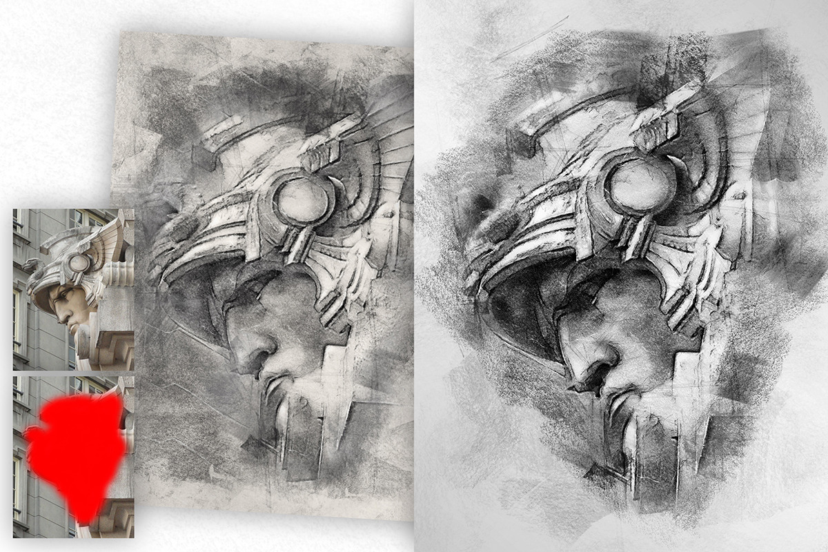 Charcoal Sketch Photoshop Action, an Action Add-On by GorynArt (Photo 2 of 18)