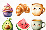 Cute Cartoon Food Clipart, an Illustration by Craft Nest (Thumbnail 5 of 6)