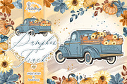 Pumpkin Truck Blue design, an Illustration by designloverstudio (Thumbnail 1 of 4)