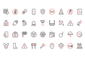 Safety accident risk icons, an Object Illustration by Lemberg Vector