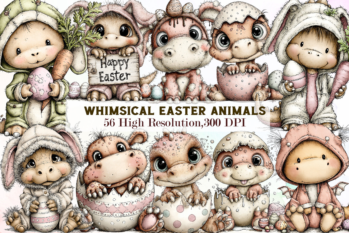 Whimsical Easter Animals Clipart, an Illustration by Sublimation Artist (Photo 1 of 7)