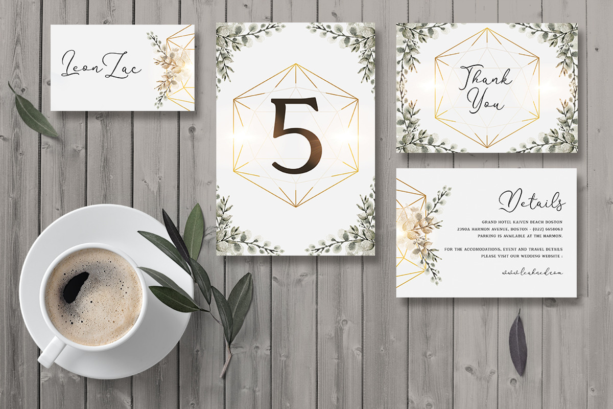 Geometric Wedding Invitation Set, an Invitation Template by Aarley Kaiven