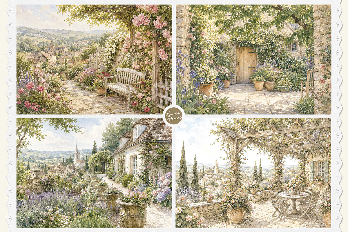 French Cottage Garden Watercolor Set, a Decorative Illustration by Euonia Meraki (Photo 3 of 18)