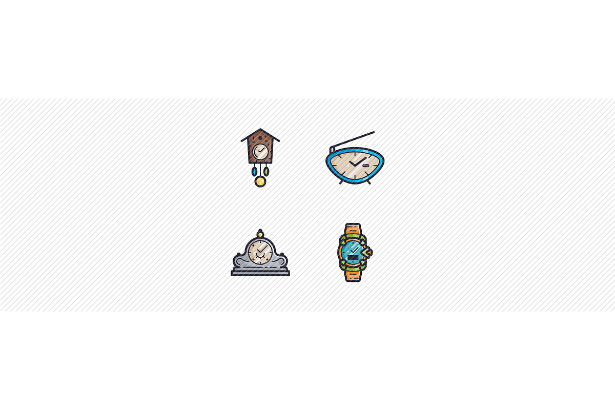 20 Watches & Clocks Icons, an Outline Icon by Jinro (Photo 9 of 9)