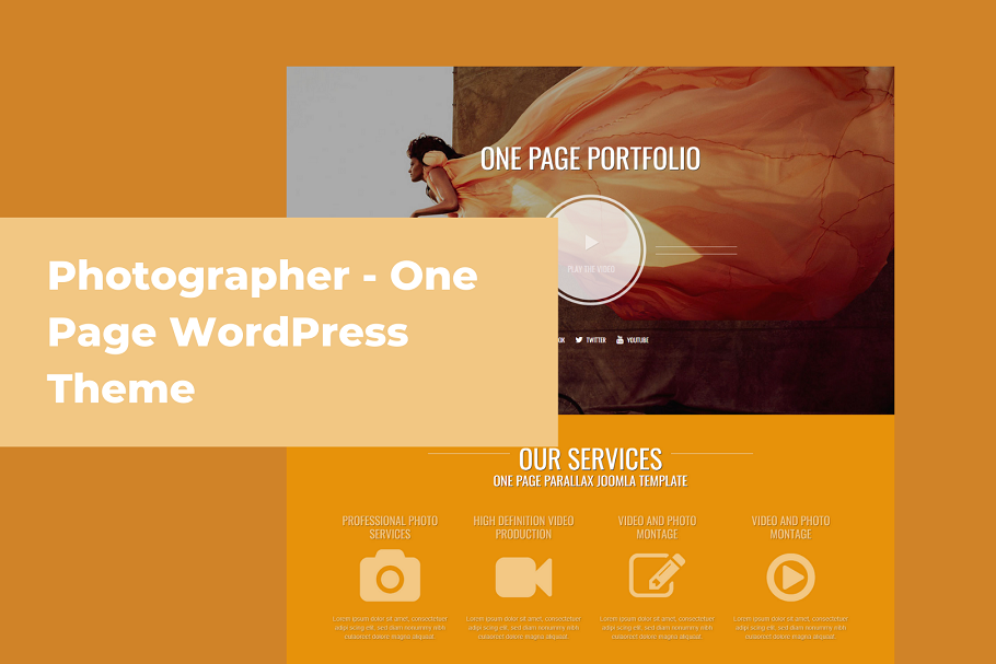 Photographer One Page WP Theme | WordPress Themes ~ Creative Market