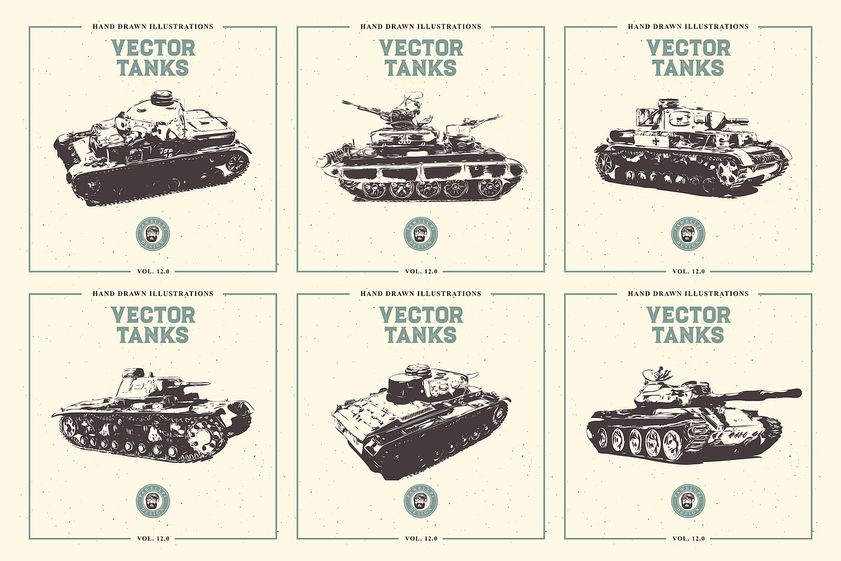 VECTOR TANKS HAND DRAWN BUNDLE 12.0, an Object Graphic by pawellpi
