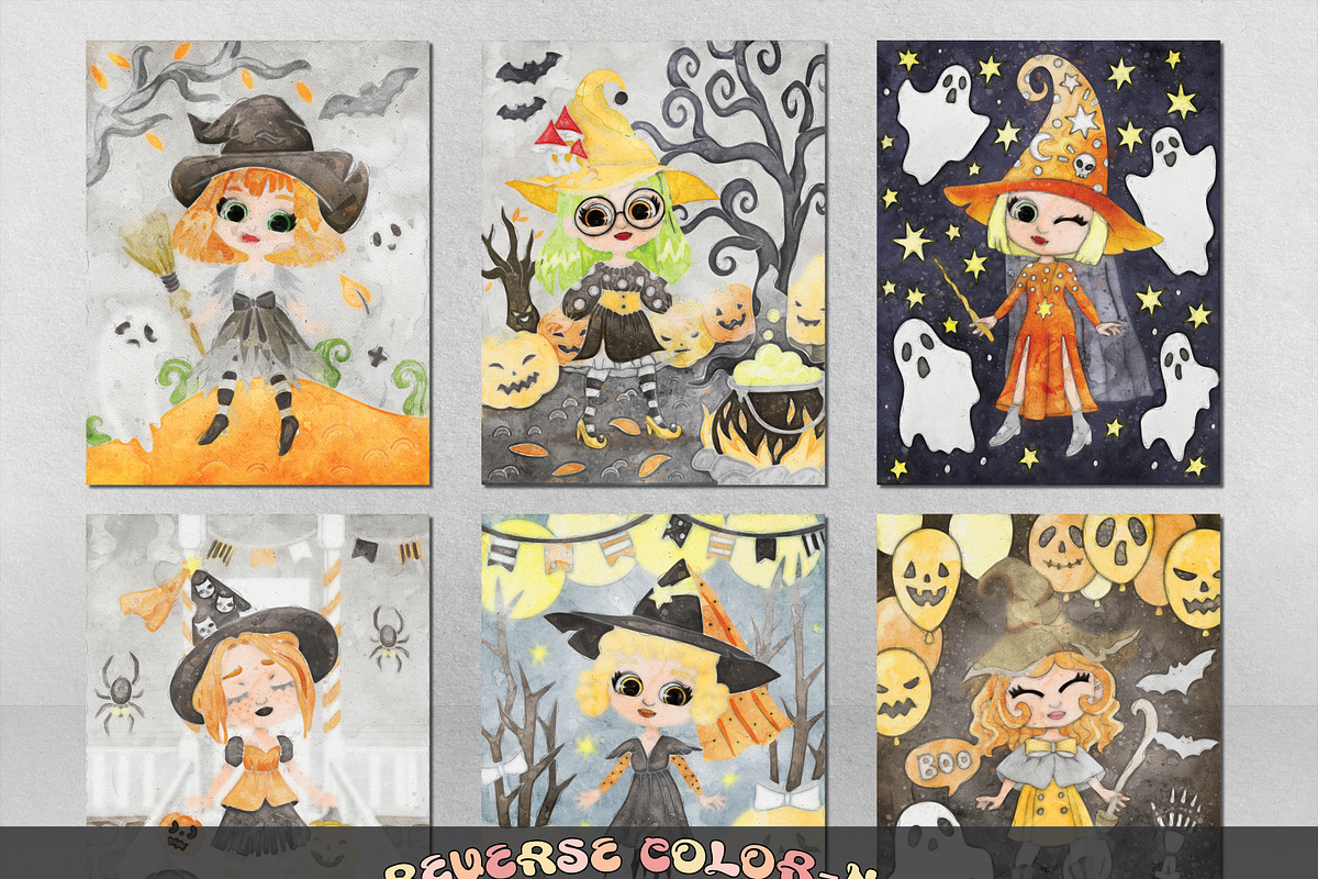 Halloween Reverse Coloring Pages, a Seasonal Illustration by Adirondack Canvas Studio (Photo 6 of 8)